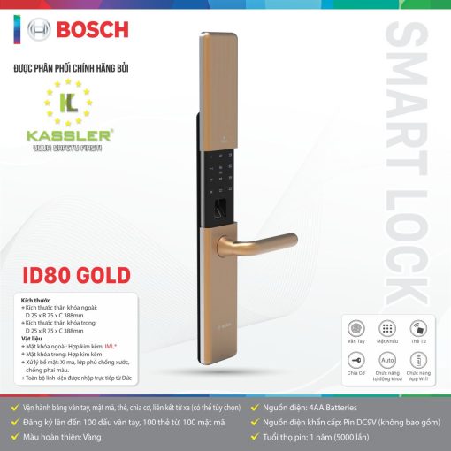 Khóa cửa vân tay Bosch ID80 Gold