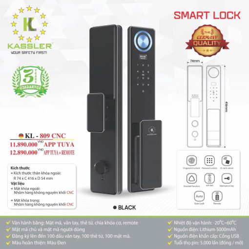 Khóa Vân Tay Kassler KL-809 CNC Black