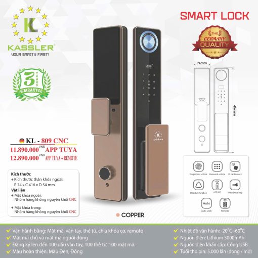 khóa vân tay kalsser Kl-809 CNC Copper