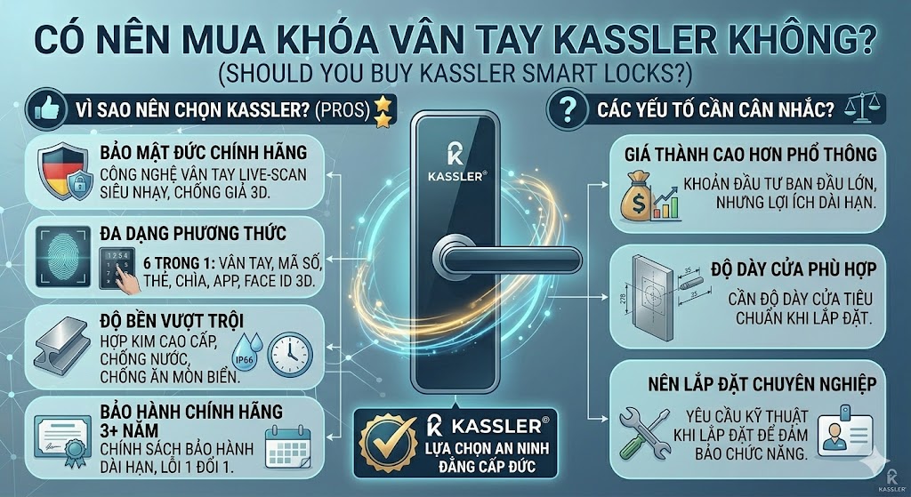 Đánh giá có nên mua khóa vân tay Kassler không - Ưu và nhược điểm
