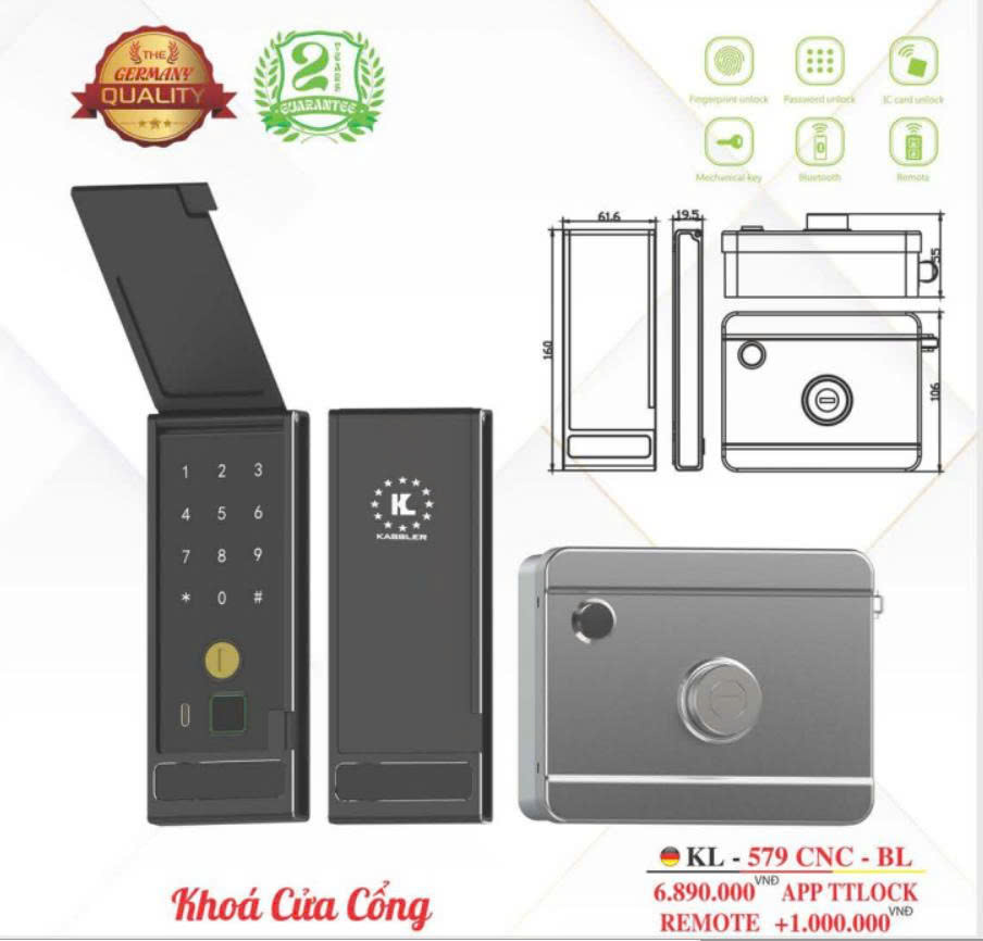 Khóa Cửa Cổng Kassler KL-579 CNC BL Chính Hãng Giá tốt