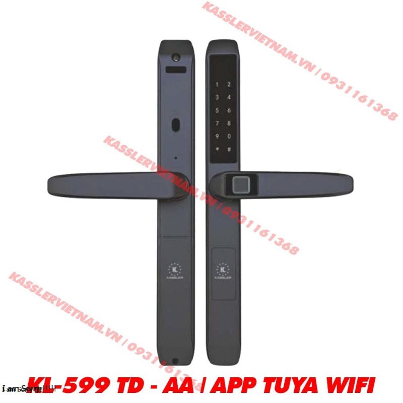 Khóa Cửa Nhôm Kassler KL-599TD AA Black - App Tuya Wifi Chính Hãng